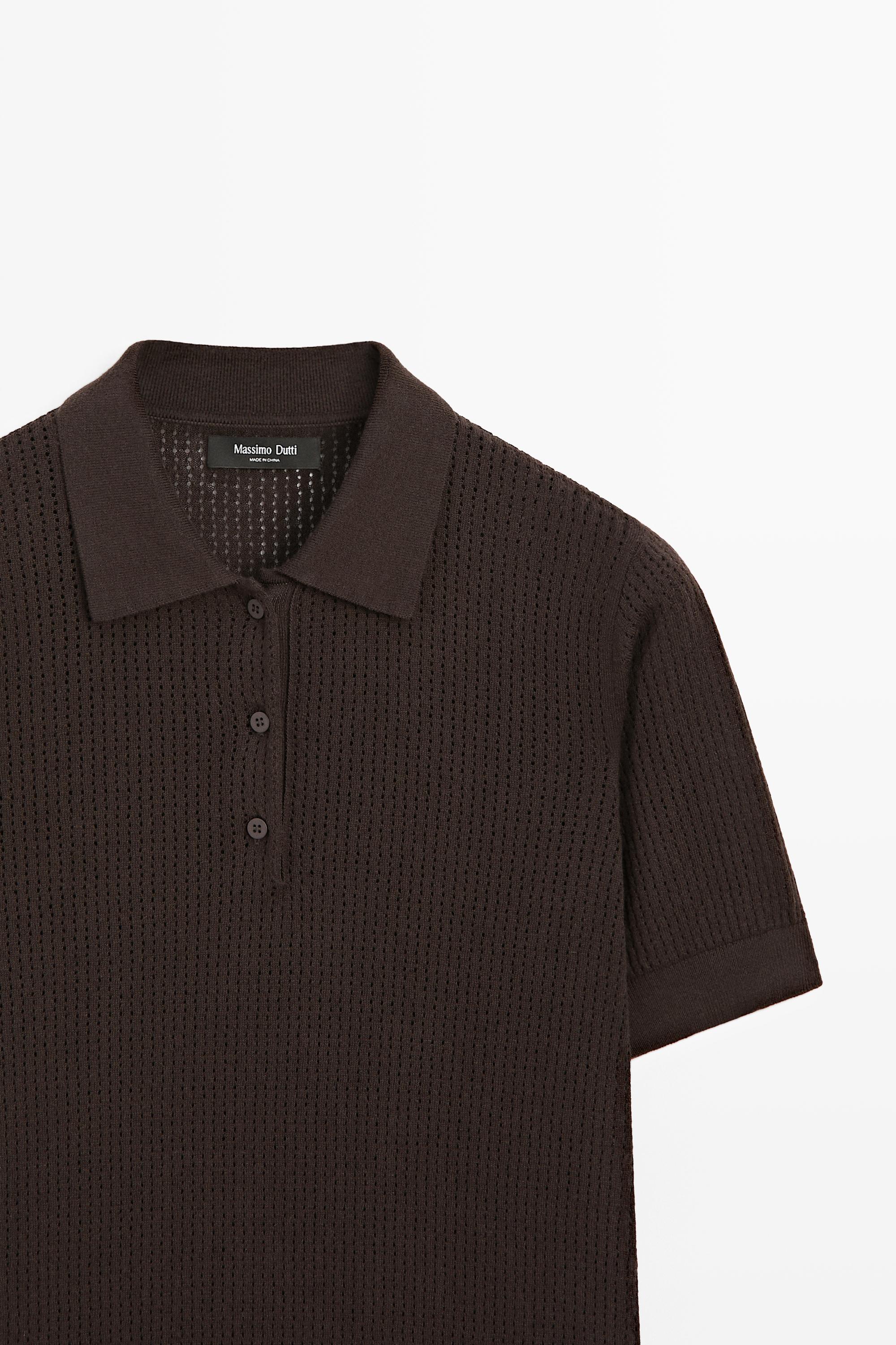 Polo ajouré en coton mélangé